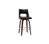 Tabouret de bar vintage pivotant noir et bois foncé GARBO