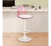 Tabouret de bar pivotant réglable avec dossier transparent et siège rembourré en cuir, couleur rose, hauteur réglable de 53,3 à 73,7 cm, chaises élévatrices pour magasin de thé au lait, repose-pieds