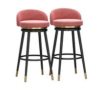 Tabouret de bar pivotant réglable avec repose-pieds et dossier confortable pour salle à manger et salon Siège en velours avec pieds en métal noir Chasing the Dawn