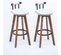 Tabouret de Bar Pivotant Rétro, Tabouret de Bar en Bois Massif, Universel for Toutes Les Saisons, Confortable for S'asseoir, Adapté à Tous Les Types de Restaurants, Bars et Espaces de Loisirs(White,73