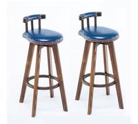 Tabouret de Bar Pivotant Rétro, Tabouret de Bar en Bois Massif, Universel for Toutes Les Saisons, Confortable for S'asseoir, Adapté à Tous Les Types de Restaurants, Bars et Espaces de Loisirs(Blue,73c