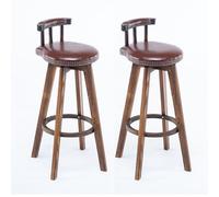 Tabouret de Bar Pivotant Rétro, Tabouret de Bar en Bois Massif, Universel for Toutes Les Saisons, Confortable for S'asseoir, Adapté à Tous Les Types de Restaurants, Bars et Espaces de Loisirs(Red,73cm