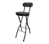 Tabouret de bar pliable - 65/70/75 cm - Chaise haute rembourrée avec cadre en acier et dossier confortable pour cuisine et chambre à coucher (noir, 55 cm) - Design compact