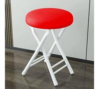 Tabouret de bar pliable avec coussin, siège portable dos nu, design stable et peu encombrant pour cuisine, bar et événements, léger et élégant (rouge)