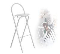 Tabouret de bar pliable avec dossier, siège haut portable pour cuisine, petit déjeuner, chaise de comptoir réglable avec repose-pieds, assise de café en plein air, blanc, 1 pièce