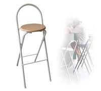 Tabouret de bar pliable avec dossier, siège haut portable pour cuisine, petit déjeuner, chaise de comptoir réglable avec repose-pieds, tabouret de café en plein air, couleur bois, 1 pièce