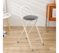 Tabouret de Bar Pliable de 61 cm (24 Pouces) avec Assise et Dossier rembourrés, Gris, idéal pour îlot de Cuisine et pub.