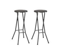Tabouret de bar pliable 2 pcs PEHD et acier Marron Aspect rotin