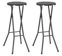 Tabouret de bar pliable lot de 2 PEHD et acier Aspect rotin