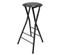 Tabouret de bar pliable portable 60/70 cm - Chaise haute dos nu pour cuisine, bureau, extérieur et voyage - Cadre en acier avec rembourrage minimal et design léger (noir, 70 cm)