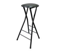 Tabouret de bar pliable portable 60 cm 70 cm Grande capacité de poids 120 kg Chaise de cuisine ronde rembourrée sans dossier Couleur noire Idéal pour salle à manger et événements