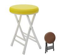 Tabouret de bar pliable portable avec coussin - 50,8 cm - Chaise pliable dos nu pour intérieur/extérieur - Tabouret rond rembourré pour la maison, le jardin, le bureau - Jaune