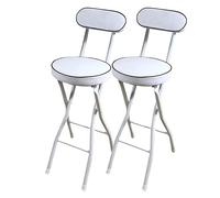 Tabouret de bar pliable portable avec support dorsal et repose-pieds. Chaise compacte avec siège rembourré, parfait pour les petits espaces, utilisation en extérieur et événements
