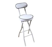 Tabouret de bar pliable portable avec support dorsal et repose-pieds - Tabouret rond pliable pour adultes - Chaises de comptoir pour cuisine, jardin, salle de bain - Hauteur d'assise : 55 cm