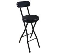 Tabouret de bar pliable portable avec support dorsal et repose-pieds - Tabouret rond pliable pour adultes - Chaises de comptoir pour cuisine, jardin, salle de bain - 55 cm
