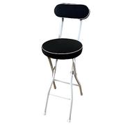 Tabouret de bar pliable portable avec support dorsal et repose-pieds - Tabouret rond pliable pour adultes - Chaises de comptoir pour cuisine, jardin, salle de bain - 65 cm