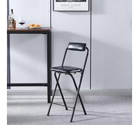 Tabouret de bar pliable portable avec support dorsal et siège rembourré, tabouret haut pour cuisine, bar, bureau, table de guitare, 75 cm de hauteur