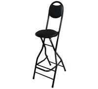Tabouret de bar pliable portable de 65 cm avec dossier, chaise de petit déjeuner ronde rembourrée en cuir, siège de bar de cuisine, design compact et élégant pour la maison et la salle à manger
