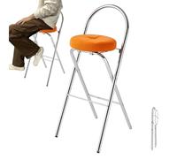 Tabouret de bar pliable, portable, rembourré, rond, siège de cuisine, hauteur de comptoir