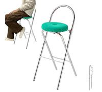 Tabouret de bar pliable, portable, rembourré, rond, siège de cuisine, hauteur de comptoir