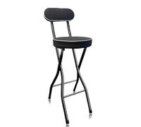 Tabouret de bar pliable pour adultes de 66 cm, hauteur de comptoir de 66 cm, chaises de cuisine à dossier haut en acier, capacité de 136 kg, design pliable portable, couleur noire