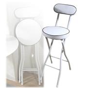 Tabouret de Bar Pliant Blanc, Chaise Haute Rembourrée, Tabouret Rond pour Adultes/Îlot de Cuisine/Extérieur/Boutique/Café (Size : Seat Height 65cm(26inch))