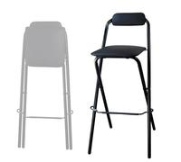 Tabouret de Bar Pliant Blanc,Tabouret de Bar pour Petit-déjeuner 65/70/75 cm avec Dossier et Repose-pieds - Chaise Haute Portable avec Siège Confortable et Cadre en Métal Robuste, 1 pièce(BLACK,75cm(3