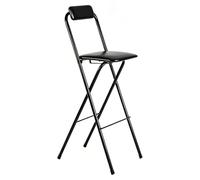 Tabouret de Bar Pliant rembourré de 26/28" de Haut avec Dossier, Chaise de Tabouret de comptoir Pliable Portable, capacité 275 LB, for la Cuisine et Le Camping(Black,70cm/28in)
