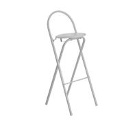Tabouret de Bar Pliant Rond 65cm, 75cm Chaise Haute Pliante de Cuisine pour PUB, Petit déjeuner, Chaise Pliante comptoir Bistro Siège Dur, Cadre en métal, capacité 100kg (Color : White, Size : 65cm/