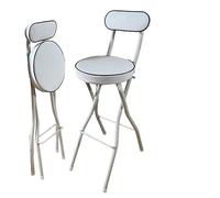Tabouret de Bar Pliant Rond et rembourré 70cm/75cm, Chaise Haute pour Adultes avec Dossier, Chaise de Cuisine Petit-déjeuner Portable et Pliable (Color : White, Size : 70cm/28in)