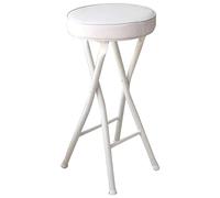 Tabouret de Bar Pliant Rond et Rembourré, Chaise Haute pour Petit Déjeuner, Tabouret de Bar Pliant pour Cuisine, Hauteur Comptoir, Dortoir, Bureau, Bureau, Capacité 260lbs (Color : White)