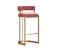 Tabouret de Bar Réception Cuisine Lumière Luxe Premium Sensation Îlot Table Tabourets Hauts Maison Dossier Caissier Spécial Tabourets De Bar Maison Cuisine Bistro(Pink)
