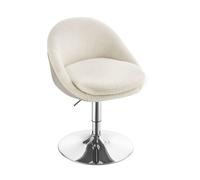 Tabouret de Bar Réglable avec Dossier, Fauteuil Pivotant en Acier, Chaise de Bureau, pour Salle à Manger, Bar, Bureau, Blanc