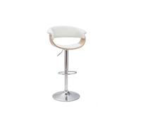 Tabouret de bar design réglable blanc et bois clair OKTAV