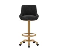 Tabouret de bar réglable en hauteur avec poulie et dossier pivotant, parfait pour les îles et la maison, tabouret haut ergonomique pour plus de confort (noir)