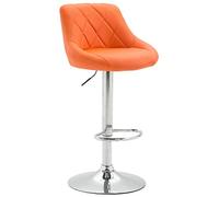 Tabouret De Bar Réglable en Hauteur Lazio Similicuir I Chaise Hauteur De Bar Confortable avec Dossier Et Repose-Pied I Réglable Pivotant, Couleur:Orange, Couleur du Cadre:Chrome