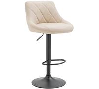 Tabouret De Bar Réglable en Hauteur Lazio Similicuir I Chaise Hauteur De Bar Confortable avec Dossier Et Repose-Pied I Réglable Pivotant, Couleur:crème, Couleur du Cadre:Noir