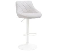 Tabouret De Bar Réglable en Hauteur Lazio Similicuir I Chaise Hauteur De Bar Confortable avec Dossier Et Repose-Pied I Réglable Pivotant, Couleur:Blanc, Couleur du Cadre:Blanc