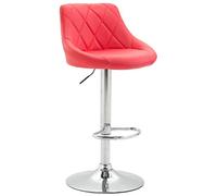 Tabouret De Bar Réglable en Hauteur Lazio Similicuir I Chaise Hauteur De Bar Confortable avec Dossier Et Repose-Pied I Réglable Pivotant, Couleur:Rouge, Couleur du Cadre:Chrome