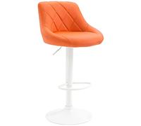 CLP Tabouret de bar Lazio en similicuir avec pied en métal , Orange/Blanc Orange