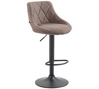Tabouret De Bar Réglable en Hauteur Lazio Tissu I Chaise Hauteur De Bar Confortable avec Dossier Et Repose-Pied I Réglable Pivotant, Couleur:Taupe, Couleur du Cadre:Noir