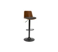Tabouret de bar réglable noir et bois foncé DOA
