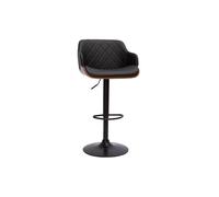 Tabouret de bar design réglable pivotant 360° noir et bois foncé LUCIEN