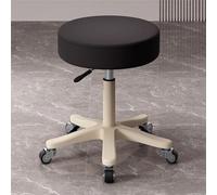 Tabouret de bar réglable pivotant à 360° sans dossier avec acier inoxydable et similicuir pour beau salon (noir silencieux)