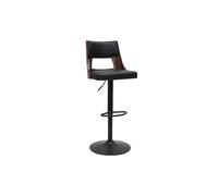 Tabouret de bar réglable vintage pivotants 360° noir et bois foncé GARBO