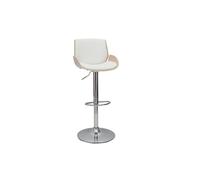 Tabouret de bar relevable blanc et bois clair VESPER