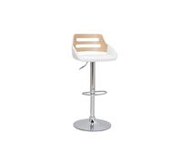 Tabouret de bar relevable design blanc et chêne PERNIK