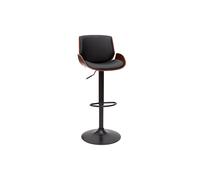 Tabouret de bar relevable noir et bois foncé VESPER