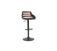 Tabouret de bar relevable design noir et noyer PERNIK