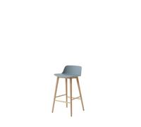 Tabouret de Bar &Tradition Rely HW118, Dossier Bas, Chêne Laqué/ Bleu Clair